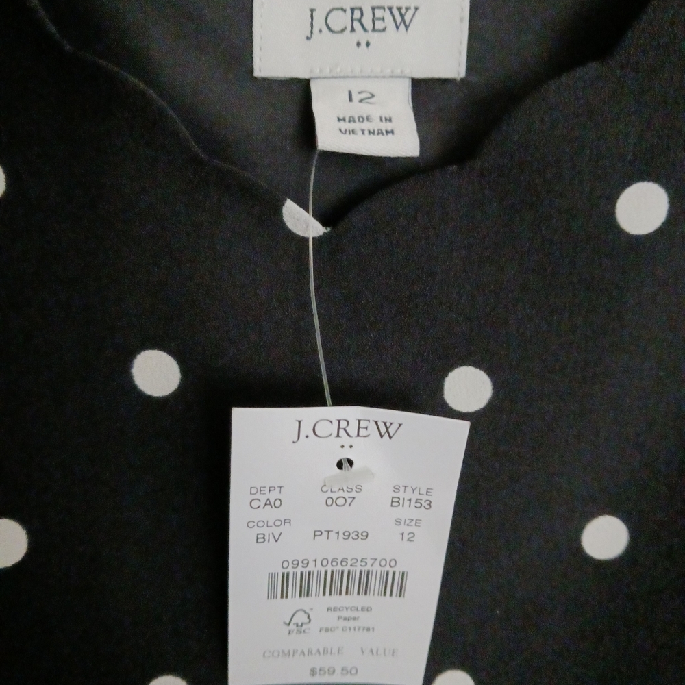 J Crew Black with White Polka Dot Camisole Size 12 - Picture 4 of 8